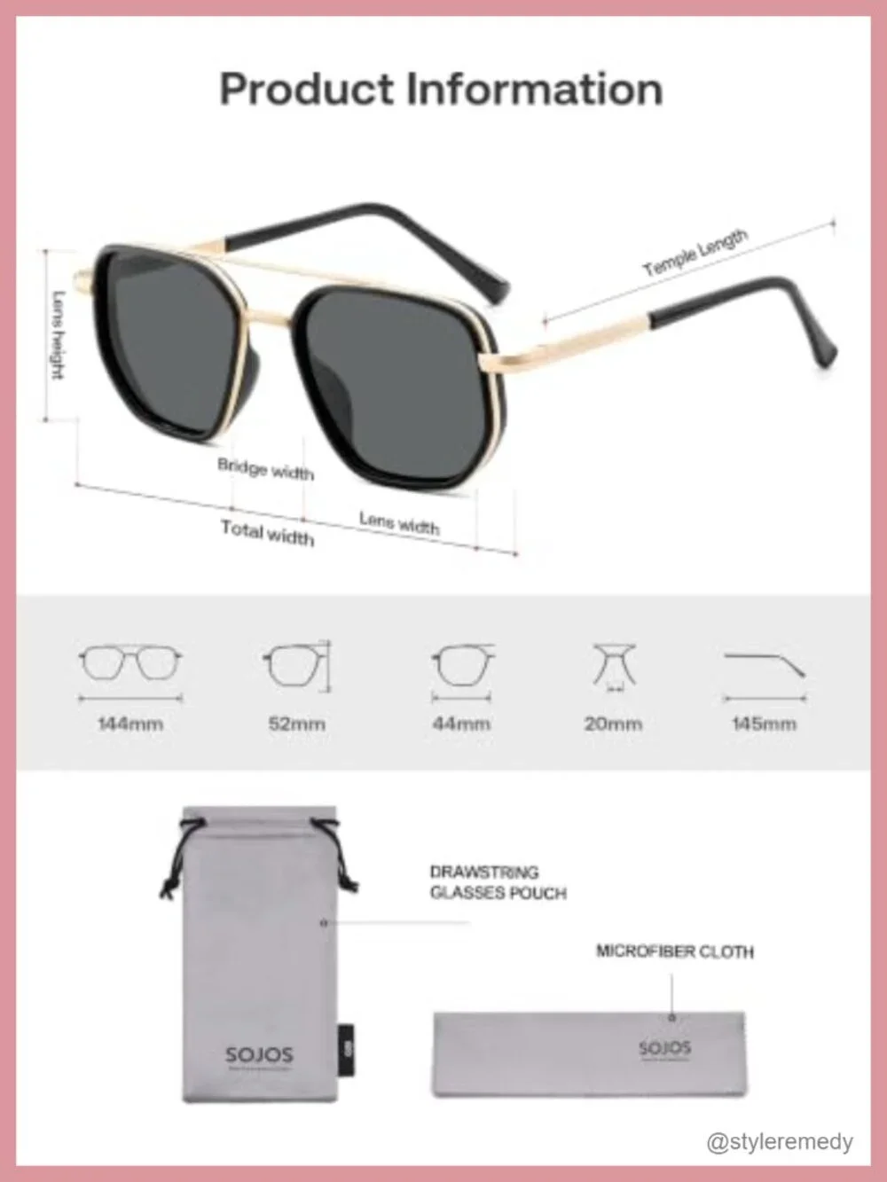 Retro Polarized Aviator Sunglasses Metal Frame UV400 Protection Tangle-Free